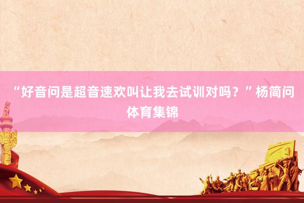 “好音问是超音速欢叫让我去试训对吗？”杨简问体育集锦