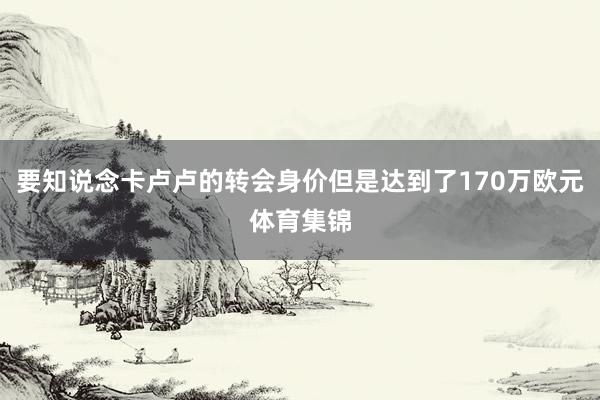 要知说念卡卢卢的转会身价但是达到了170万欧元体育集锦