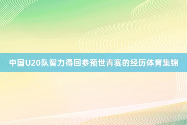 中国U20队智力得回参预世青赛的经历体育集锦