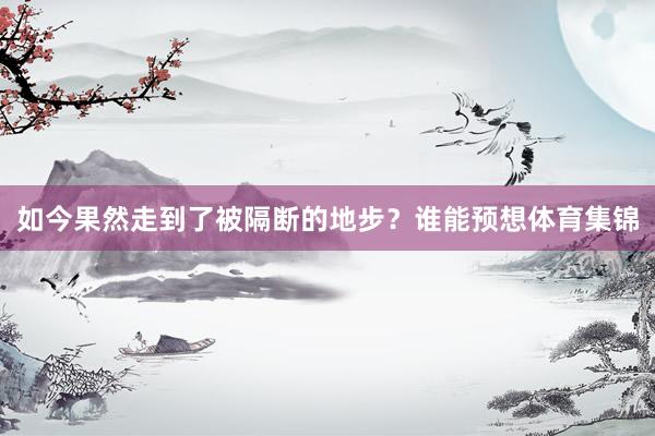 如今果然走到了被隔断的地步？谁能预想体育集锦