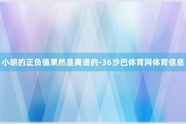 小胡的正负值果然是离谱的-36沙巴体育网体育信息